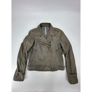 Truth and Pride Leather Moto Biker Jacket Women's Size Medium Gray